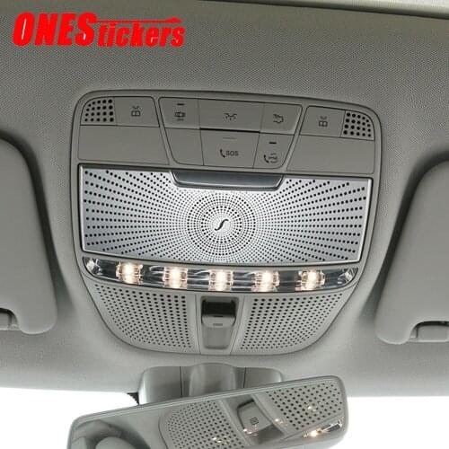 For Mercedes Benz C E GLC Class W205 W213 X253 Stainless Steel Car Accessories Roof Reading Light Cover Trim Decoration Frame