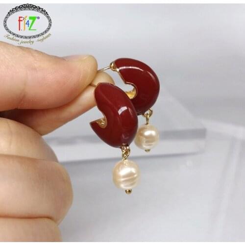 F.J4Z New Vintage Earrings for WomenBrand Enamel C Stud Earring Statement S925 Silver Pin Earing Jewelry Accessories dropship