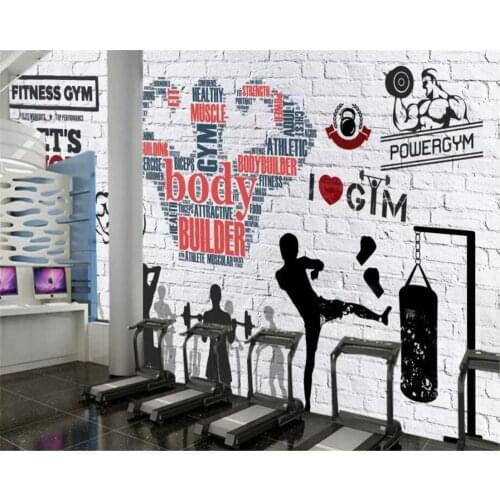 Beibehang Custom photo wallpaper mural Brick wall exercise fitness club boxing Gym wall background decorative wall 3d wallpaper