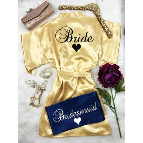 Personalize bride wedding Bachelorette robes kimonos gowns Bridesmaid bridal Lingerie satin silk pajamas party favors gifts