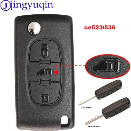 Jingyuqin CE0523/CE0536 Replacement For Fiat Scudo HU83/VA2 Blade Flip Folding Remote Key Case Shell Fob 3 Buttons