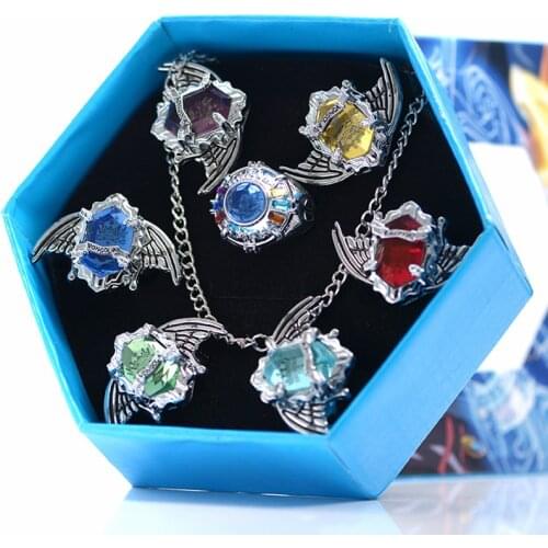 Anime Hitman Reborn Rings Vongola Famiglia Sawada Tsunayoshi Yamamoto Takeshi Hibari Rokudou Mukuro Cosplay Ring Figure Toy Gift