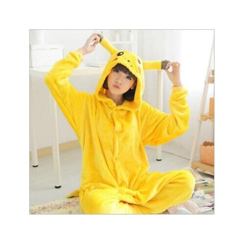 Cosplay Animal Hoodie Sleepwear Pajamas Adult Yellow Unisex Onesie Cosplay Costume Pikachu Pajamas