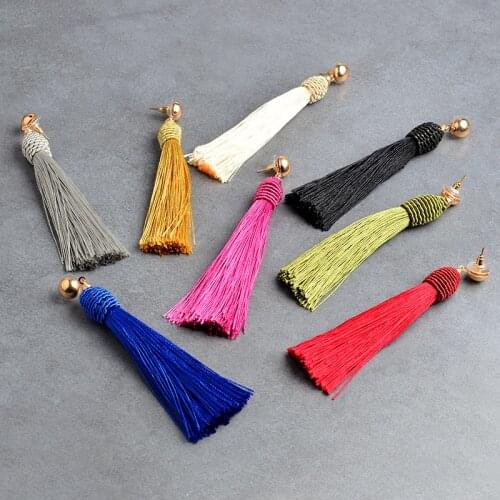 Colorful Long Cotton Wool Tassel Earrings Fashion Design Dangle Earrings For Women drop Earrings party Gift Wholesale Jewelry