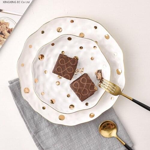 Creative Ceramic Western Plate Home Steak Plate Glass Cover Italian Macaroni Plate Cake Breakfast Plate Household Kitchenware