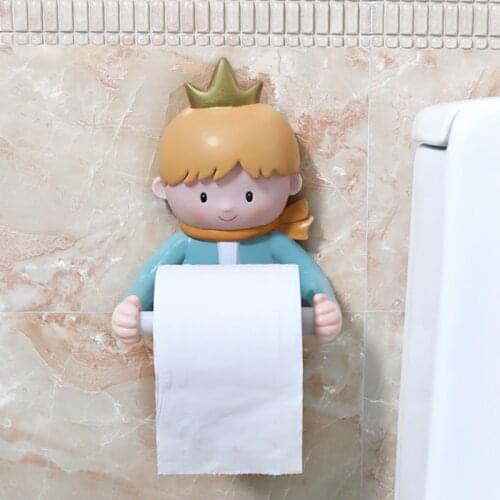 Creative Prince Princess Toilet Paper Holder Tissue Box Wall Hanging Towel Holder Bathroom Free Punching Toilet Paper Rack
