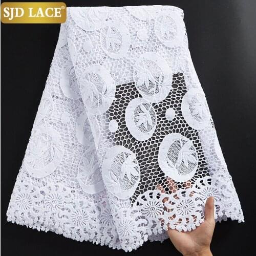 SJD LACE Guipure Cor Lace 2021 High Quality African Lace Fabric With Stones Small Hole Water Soluble Laces For Wedding Sew A2313