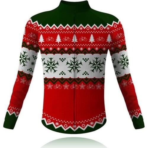 Lange Mouwen Jerseys Kerst Thema Winter Fleece Man Warm Cycling Clothes Full Zipper Fits True to Size, Take Your Normal Size