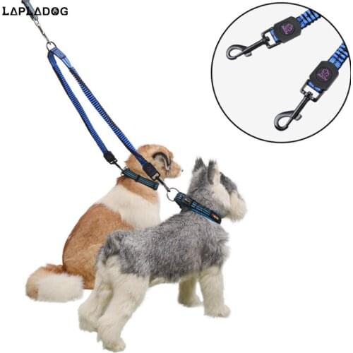 LAPLADOG Three color Dog buffer double leash headed pet tow rope Puppy Twin Lead 2 Way Pet Leash Adjustable Dogs Walking Harness