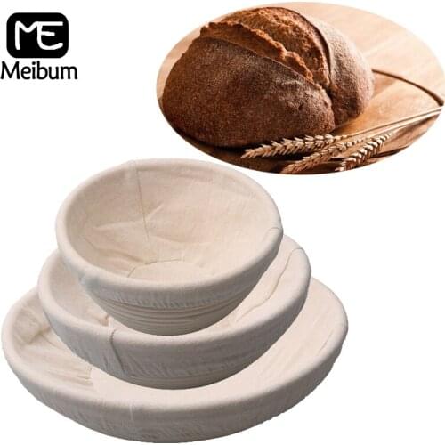 Meibum 10 Sizes Of Round Bread Fermentation Rattan Basket Dough Proofing Baskets With Linen Liner Brotform Banneton Baking Tools