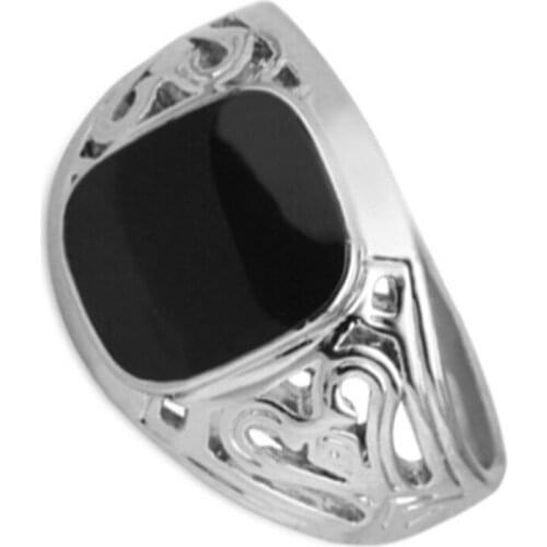 Fashion alloy black enamel high quality mens rhodium plated finger rings US8/9/10/11 one piece xydr216