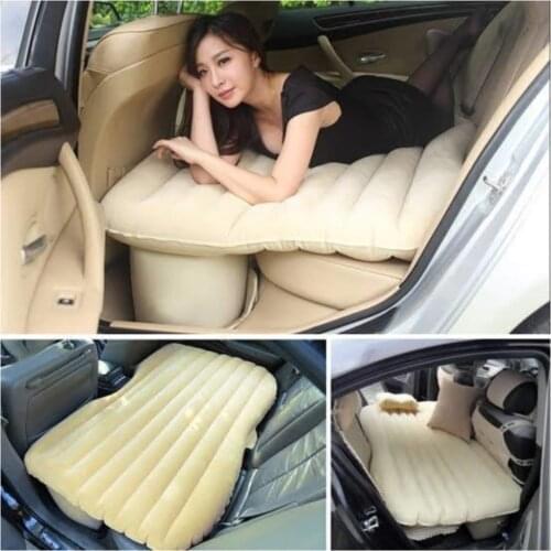 Msee Inflatable Car Seat Bed Beige-Car Back Seat Inflatable Bed Bedding Set For Car For Multifunction Inflatable bed