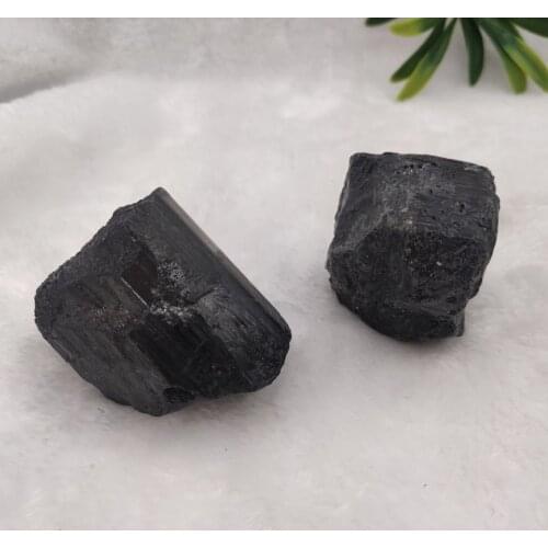 Natural black tourmaline stone rough rock sample