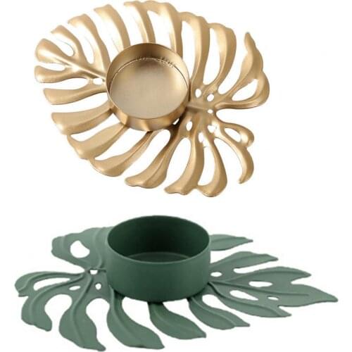 Candlestick Ornament Crafts Leaf Shape Desktop Ornament Metal Turtle Leaf Candle Holder for Home Decor Candlestick Candle Holder