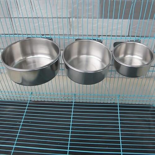 Stainless Steel Hanging Food Water Holder Feeding Bowl Parrots Birds Drink Basin 2019 Food Trough Special For Pet