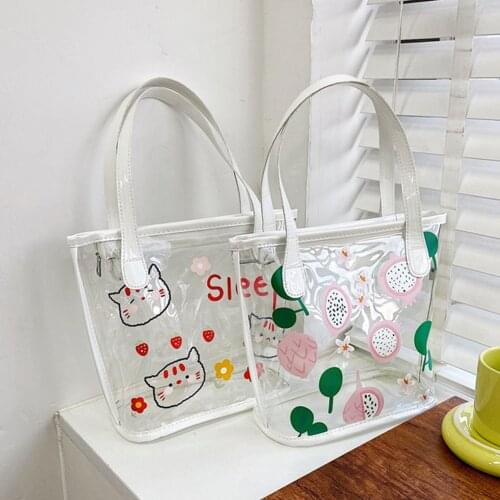 Shoulder Transparent Bags Ladies Soft PVC Embossing Casual Small Totes Handbags with Open Mouthed for Shopping
