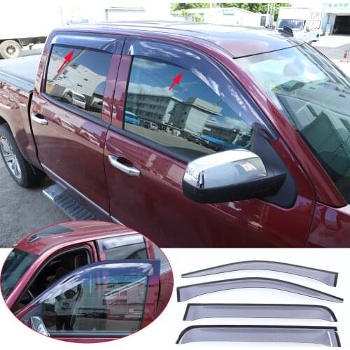 4PCS Resin Door Window Visor Rain Guards Shield Set Cover Trim Fit For Chevy Silverado 2014-2017 Car Exterior Accessiories