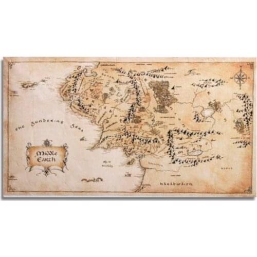 1pc Silk Cloth Middle Earth World Map110x60cm Poster Decoration Mayitr Home Office Wall Sticker Decor