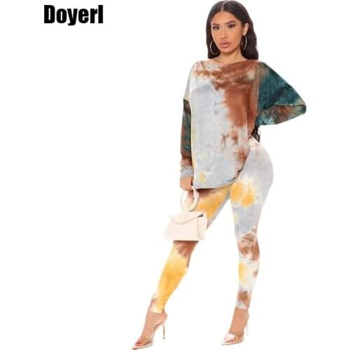 Tie Dye Tracksuit Women Sweat Suit Set Sweatshirt Crop Top and Printed Leggings Pants Sets Casual 2 Piece Sets Womens Outfits