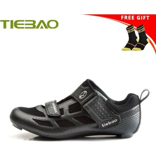Tiebao cycling shoes road triathlon self-locking breathable zapatillas ciclismo women superstar ultra-light bicycle riding shoes
