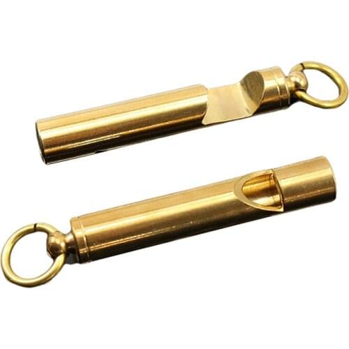 Vintage Brass Whistle Bottle Keychain Pendant Outdoor Supplies EDC Tool Not Scratched and Antioxidant