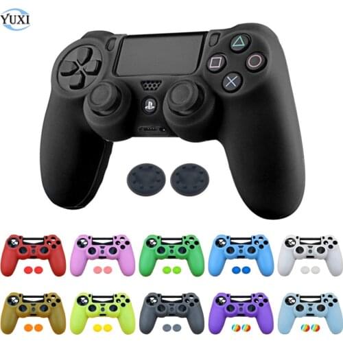 YuXi Soft Silicone Gel Rubber Case Cover For Sony Dualshock 4 PS4 DS4 Pro Slim Controller Grips Joystick Caps Protective Skin