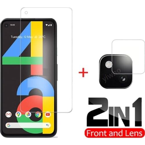For Google Pixel 4a Tempered Glass 2-in-1 For Google Pixel 4a Glass Full Glue HD Screen Protector For Google Pixel 4a Lens Glass