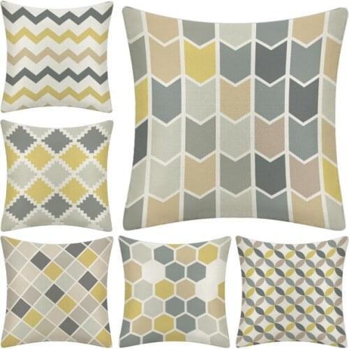 Yellow Diamond Wave Cushion Covers Geometric Throw Pillow Case for Home Chair Sofa Decoration Square Pillowcases