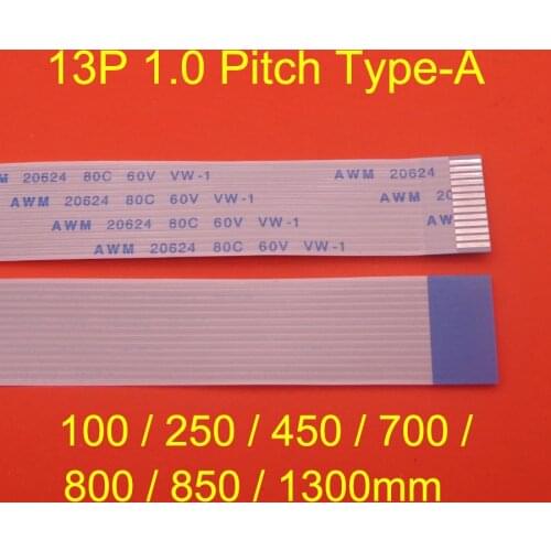 1pcs 13pin FFC FPC Flat Flexible Cable 1.0mm Pitch A-Type Forward Length 100 250 450 700 800 850 1300mm Ribbon Flexible Cable