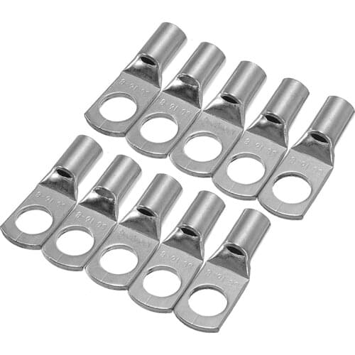 10pcs Cable Lugs Terminal SC16-8 Silver Copper Connector For Electrical Battery Welding Wire AWG Hole Cable Lugs Set