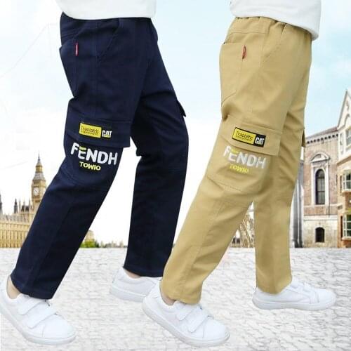 2021 Autumn Sweatpants Letters Boys Pants Trousers Kid Casual Mid Elastic Waist Pencil School Jean for A 4-16T Children Clothing