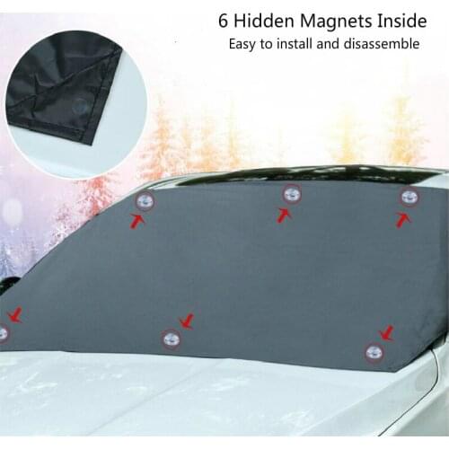 210x125cm Car Front Windscreen Sunshade Cover Windshield Snow Sun Shade Waterproof Protector Cover with Automobile Magnetic