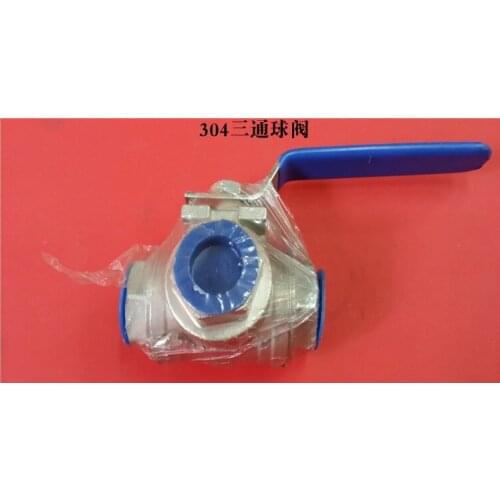 3 WAY L port ball valve thread NPT handwheel CF8 SS304 1/2"