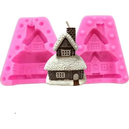 3D Christmas House Gingerbread House Handmade Soap Aromatherapy Candle Silicone Mold Mousse Chocolate Mould