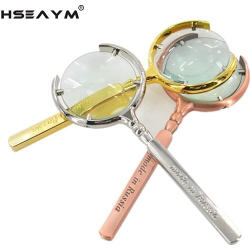 60mm All Metal Russian Crescent-shaped Magnifier Glass Lens Antique Gift Metal Magnifying Glass Loupe