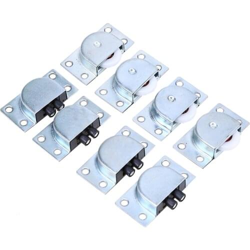 8Pcs Stainless Steel Sliding Wheels Furniture Roller Wheels Pulley for Wardrobe Cabinet Closet Window Sliding Door Hardware