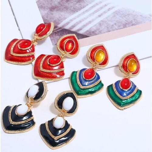 Bohemian Ethnic Womens Creative Colorblock Drop Earrings Fashion Luxury Exquisite Acrylic Gem Teardrop Earring Jewelry