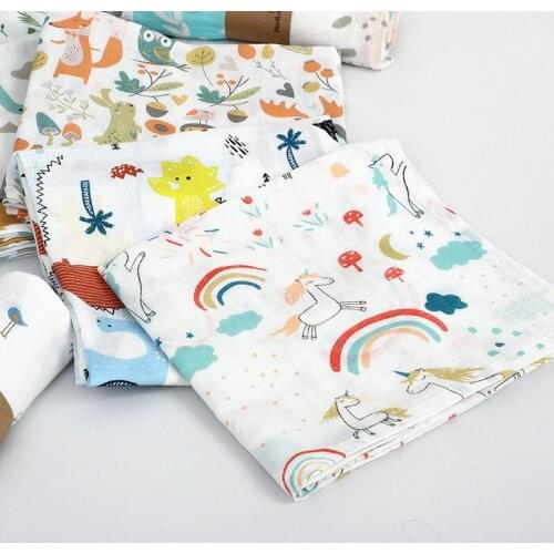 2 Layers Baby Swaddle Blankets Muslin Wrap Newborn Stroller Cover Play Mat Infant Bath Towel Baby Accessories Cotton Blanket