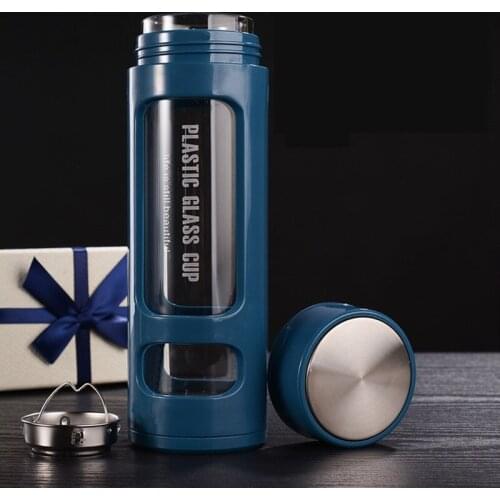 Double Layer Glass 400ML Gift Creative With tea Filter Portable Household Glass Cups For Men And Women Couple Cup