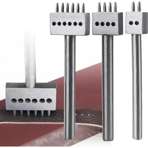 2/4/6 Prong Leather Hole Punches 1mm Round Row Hole Punch Leather Craft Cutter 4mm Stitched Hole Spacing Hand Tool