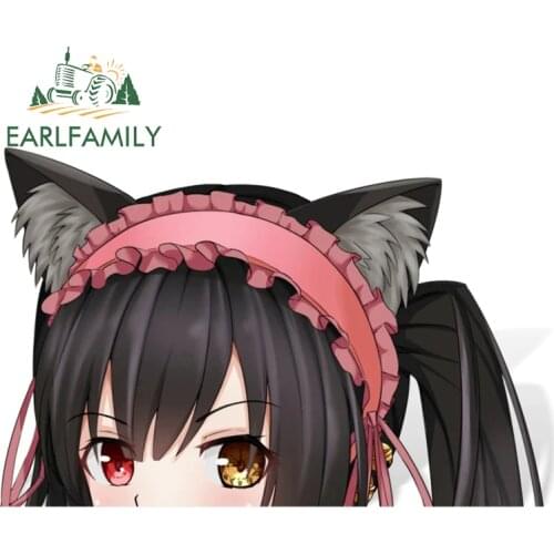 EARLFAMILY 13cm x 8.7cm Cartoon Girl Kurumi Tokisaki Peeker Sticker Graffiti Stickers Big Head Vinyl Anime Peek Waterproof Decal