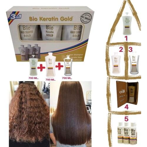 Gold Keratin 6 month lasting Brazilian the hair dryer hair straightener keratin and hair of mark cream bio keratin gold 3'lü set
