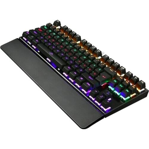 K28 Backlit Gaming Mechanical Keyboard Colorful LED USB Wired Game Keyboard 26 Keys Anti-ghosting Free Hand Care