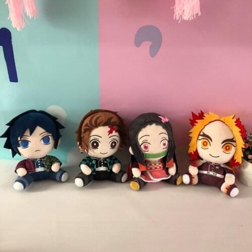 20 CM Anime Demon Slayer Plush Toys Doll Sitting Style Japan Cartoon Kawaii Kamado Tanjirou Agatsuma Dolls Kids Birthday Gift