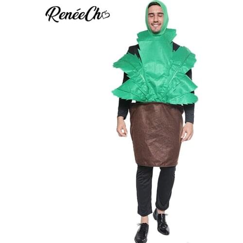 Reneecho Adult Cactus Costume Men Plant Pot Cosplay Halloween Costume Carnival Party Cosplay