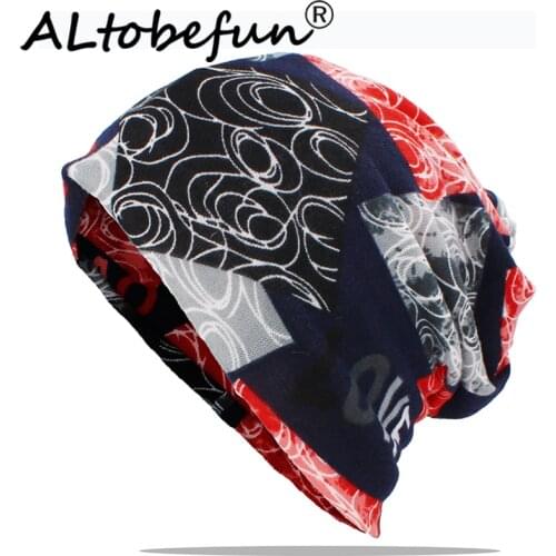 ALTOBEFUN Multifunction Men Winter Autumn Hat Teenager Adult Thin Girl Scarf Women Skullies Beanies Vintage Cap AHT179