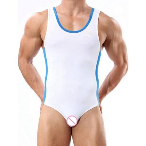 Fashion Mens Stretch Leotard Slim Tight Shapers Sexy Mens Sleeveless Underwear Males Muscle One Piece Bodysuit Jumpsuit New Hot