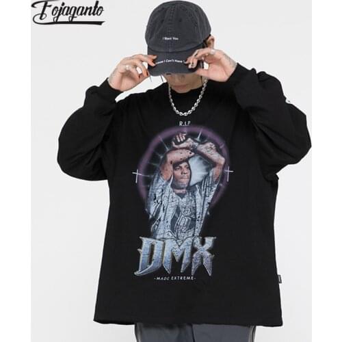 FOJAGANTO Autumn Mens Fashion Sweatshirts Hip Hop Retro Character Print Pullover Street Vintage Oversize Loose Sweatshirts Male