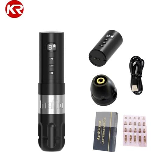 Wireless Tattoo Battery Pen Tattoo Kit Set Power Pack Rotary Machine Gun Coreless Motor Digital Display Makeup Needle Cartridges