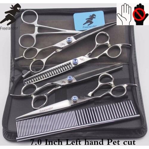 7.0 inch professional left-handed advanced dog pet PET scissors pet scissors set tooth shear flat shear thin shear set hairdress